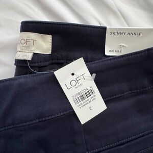 LOFT Mid Rise Skinny Ankle Pants - Navy Size 2